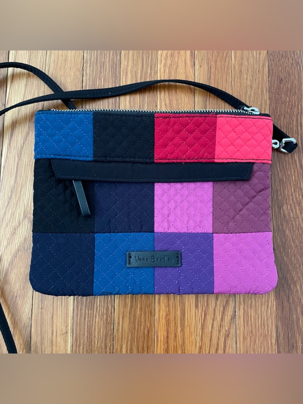 Vera Bradley Patchwork Quilted Crossbody Purse in Blue, Black, Red, Pink, Purple